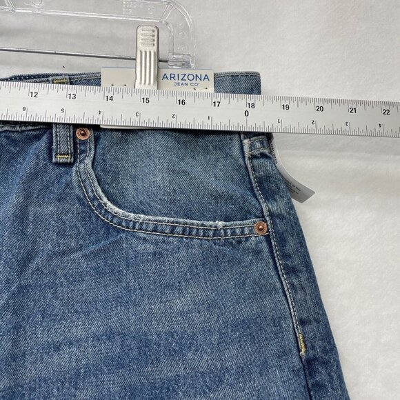 Arizona Jean Shorts Women's Sz 19 Blue Highrise Distressed Denim Stretch Raw Hem - Picture 5 of 12